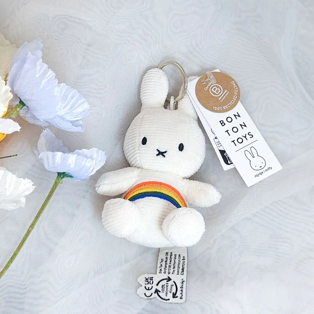 BON TON TOYS|Miffy米菲兔彩虹鑰匙圈-象牙白 10cm