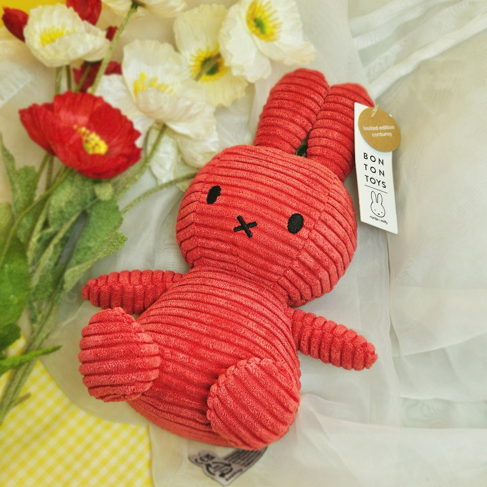 BON TON TOYS|Miffy米菲兔ECO燈芯絨填充玩偶-限量版 紅 23cm