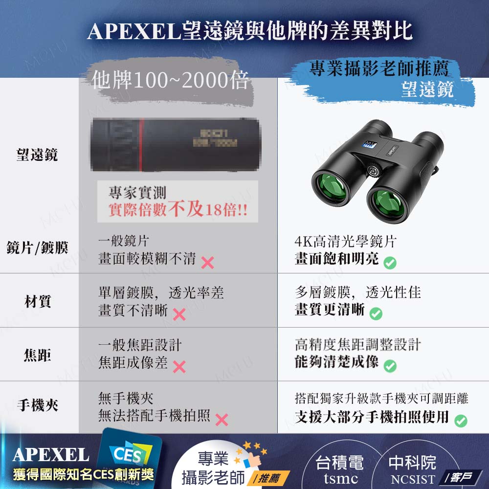 APEXEL 10X42自動對焦雙筒望遠鏡-APL-RB10X42A