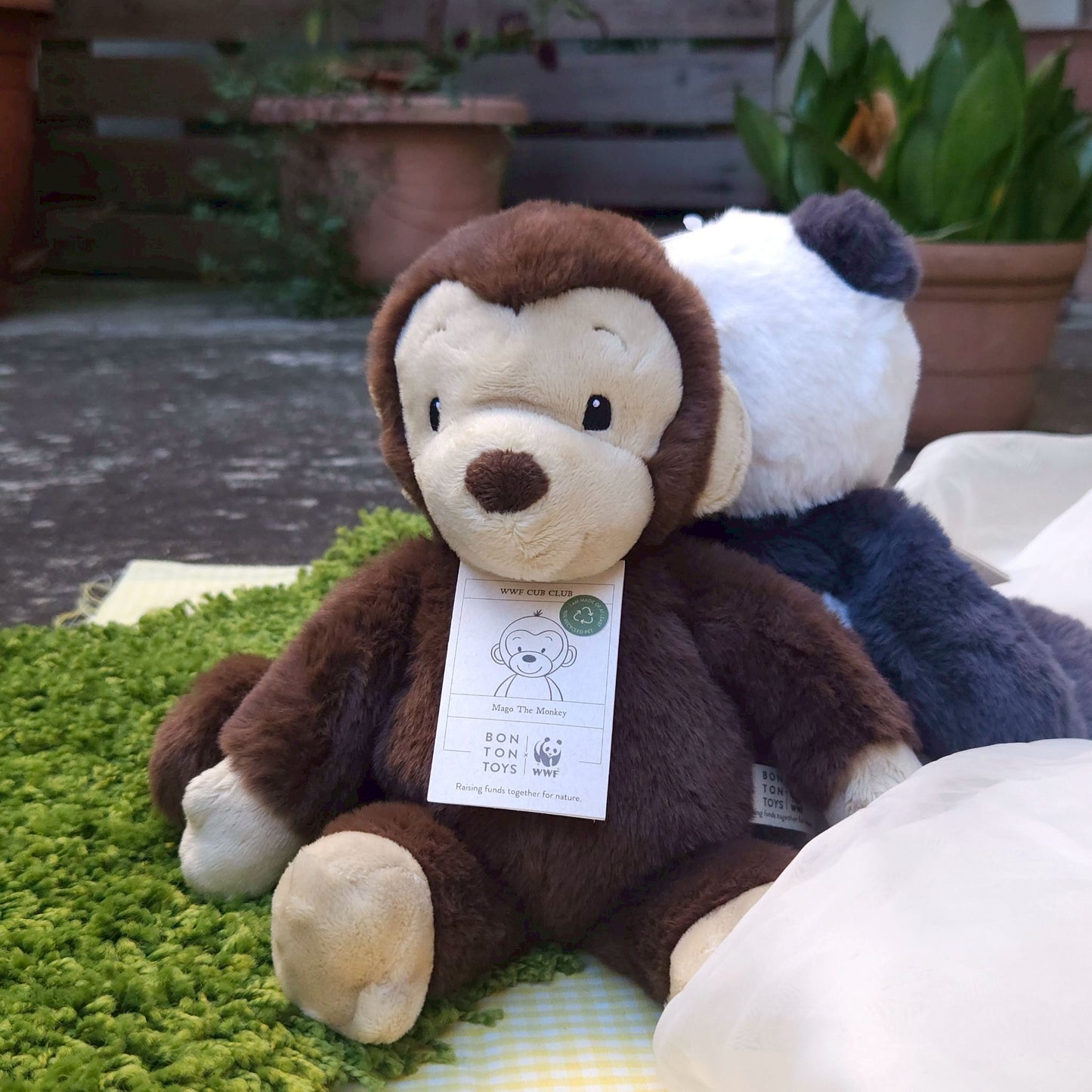 BON TON TOYS x WWF|ECO環保猴子玩偶-馬果 咖啡 29cm