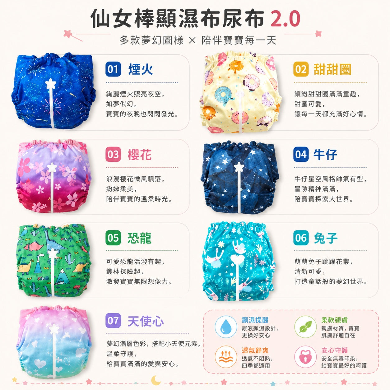 仙女棒顯濕布尿布2.0版（單件）【布尿布/環保布尿布/布尿布學習褲】