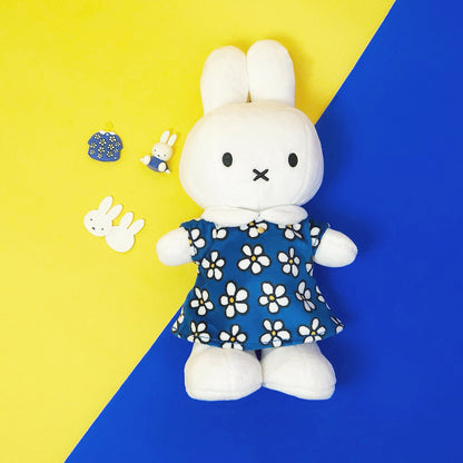 BON TON TOYS｜Miffy米菲兔填充玩偶-碎花洋裝 藍 24cm