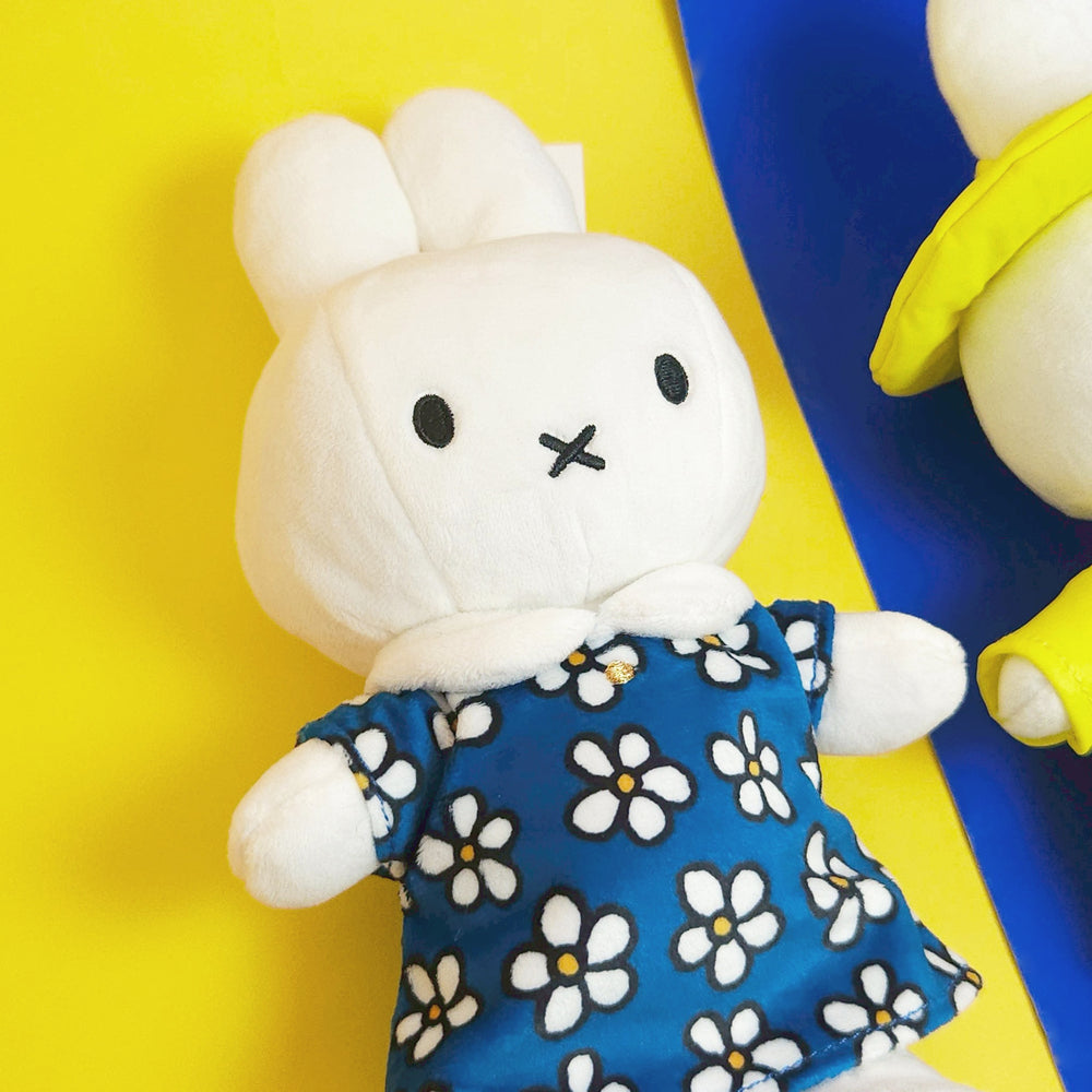 BON TON TOYS｜Miffy米菲兔填充玩偶-碎花洋裝 藍 24cm