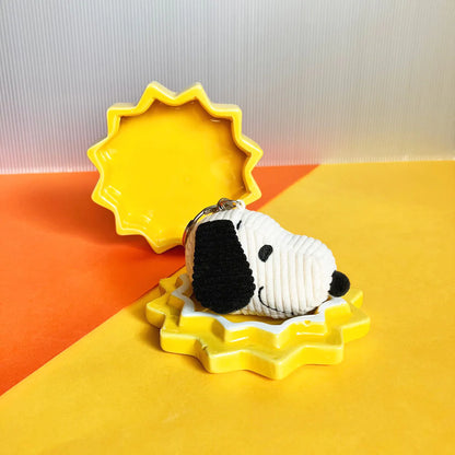 BON TON TOYS｜Snoopy史努比燈芯絨鑰匙圈-奶油 4.5cm