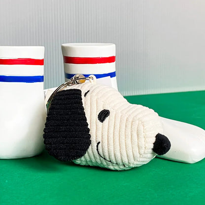 BON TON TOYS｜Snoopy史努比燈芯絨鑰匙圈-奶油 4.5cm