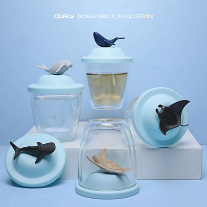 (任選二件95折)QUALY｜雙層附蓋玻璃杯