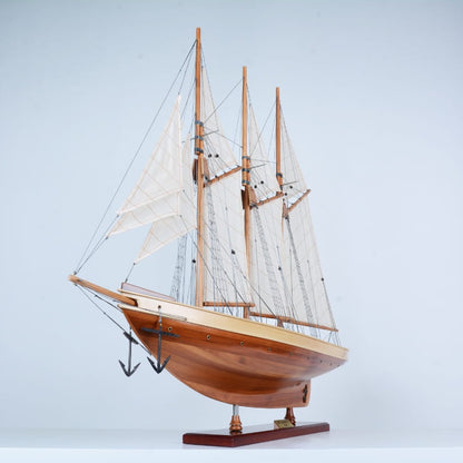(手工．模型船)大西洋號 – 三桅縱帆船 (Atlantic Schooner ) ｜OMH博物館等級模型船（完成品）
