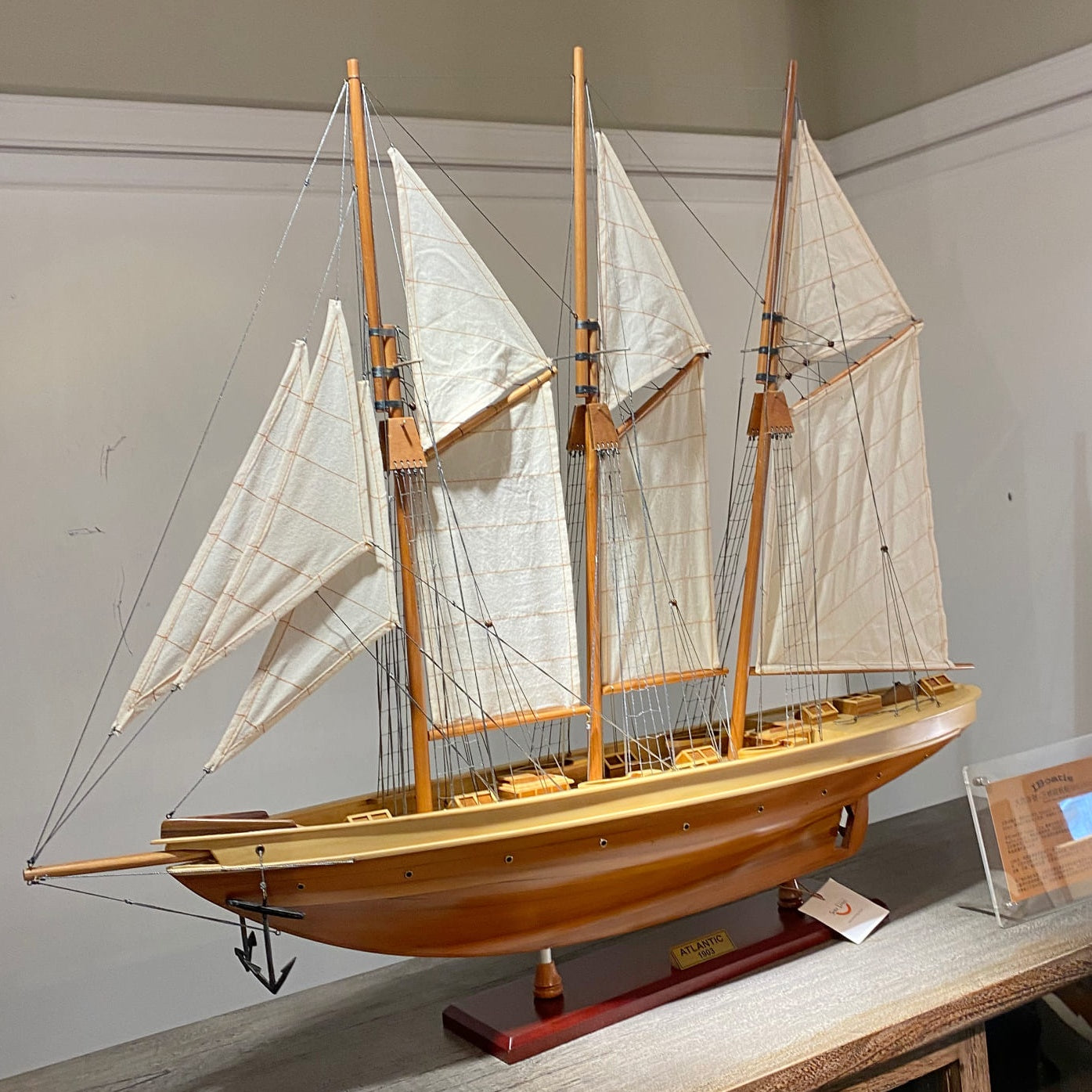 (手工．模型船)大西洋號 – 三桅縱帆船 (Atlantic Schooner ) ｜OMH博物館等級模型船（完成品）
