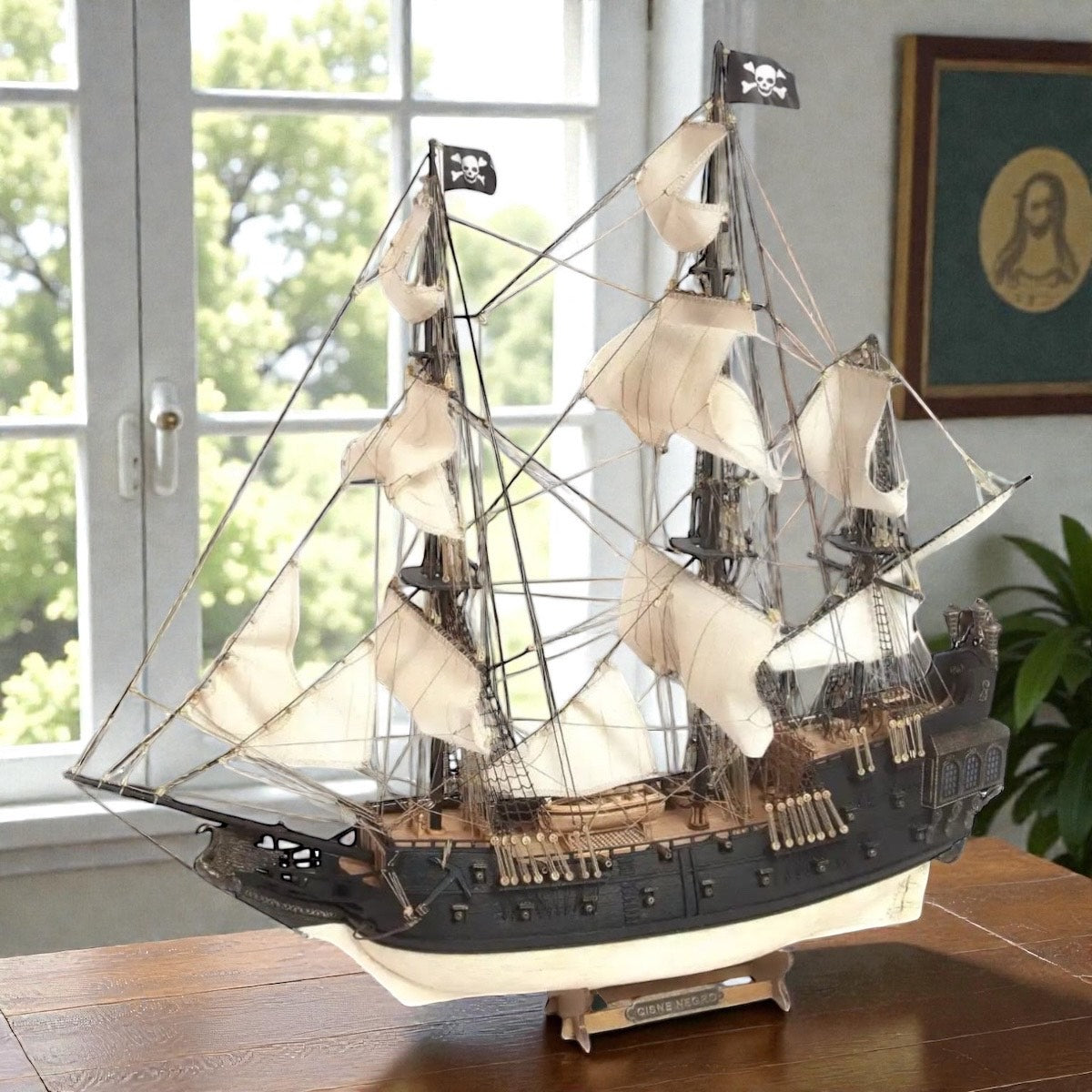 （預購83折)(不參與第二件95折)Black Swan Pirate Ship 黑天鵝號海盜船- 奧克爾木質精品模型套組 | 難易度:易(預計三月底到貨)
