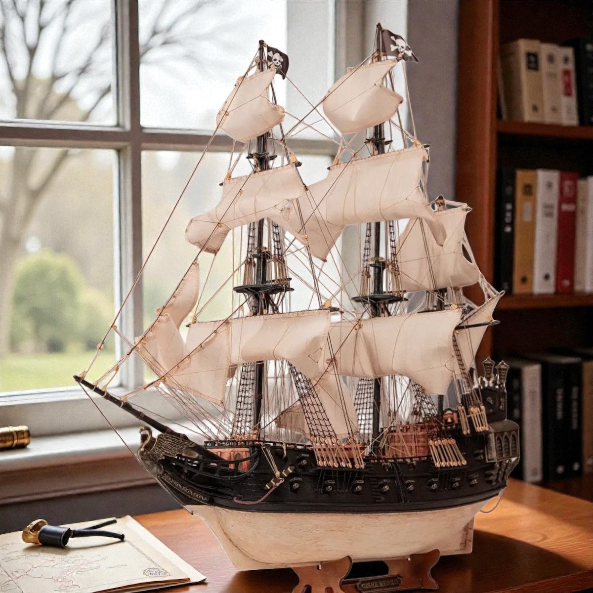 （預購83折)(不參與第二件95折)Black Swan Pirate Ship 黑天鵝號海盜船- 奧克爾木質精品模型套組 | 難易度:易(預計三月底到貨)